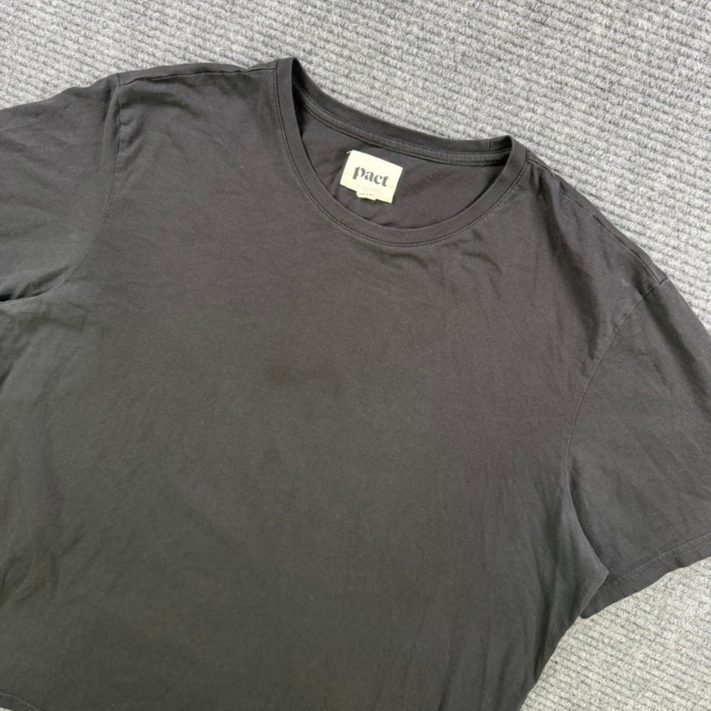 Pact Organic Cotton Crewneck Short‎ Sleeve T-Shirt Black Mens XL Sustainable Tee